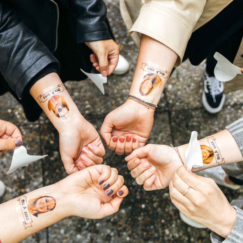 Set of 4 Personalised Photo Tattoos With Banner