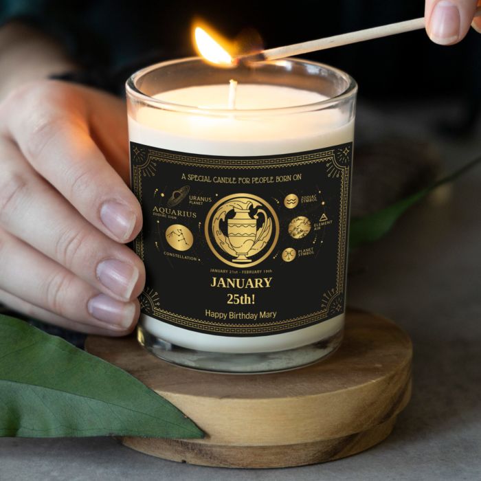 Personalised Scented Candle with Zodiac Sign