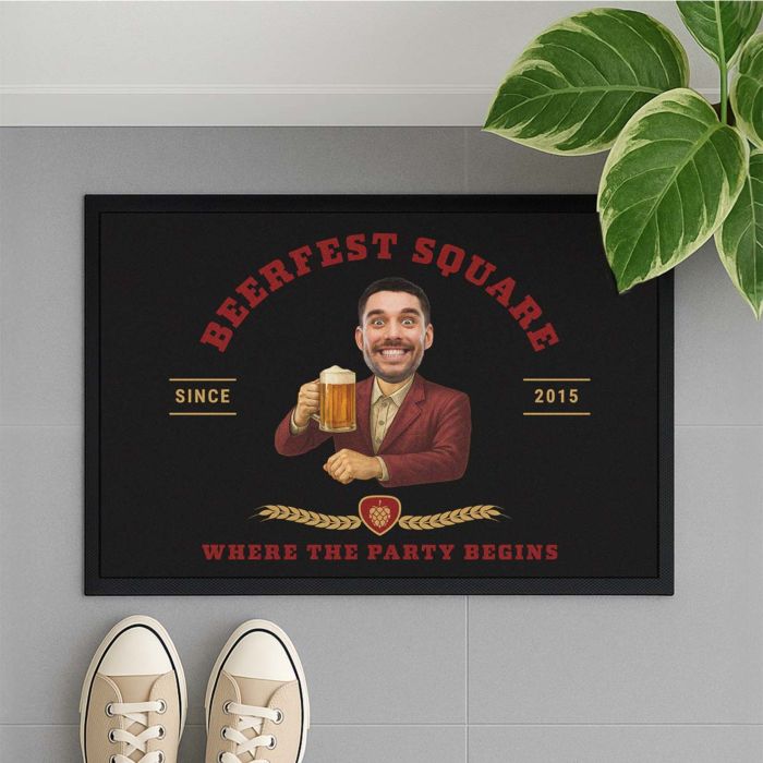 Personalised Face Doormat with Beer Logo