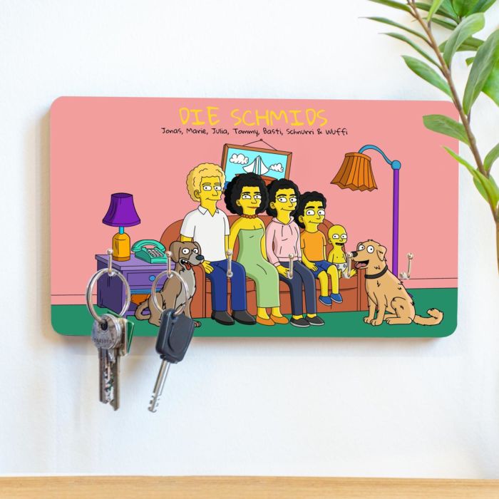 Personalised Cartoon Family Key Hanger