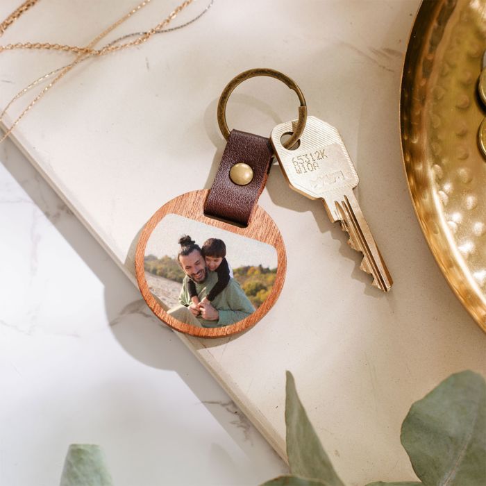 Personalised Wooden Key Ring with Photo