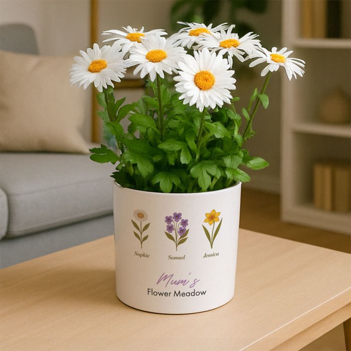 Personalised Flower Pot with Birth Flowers