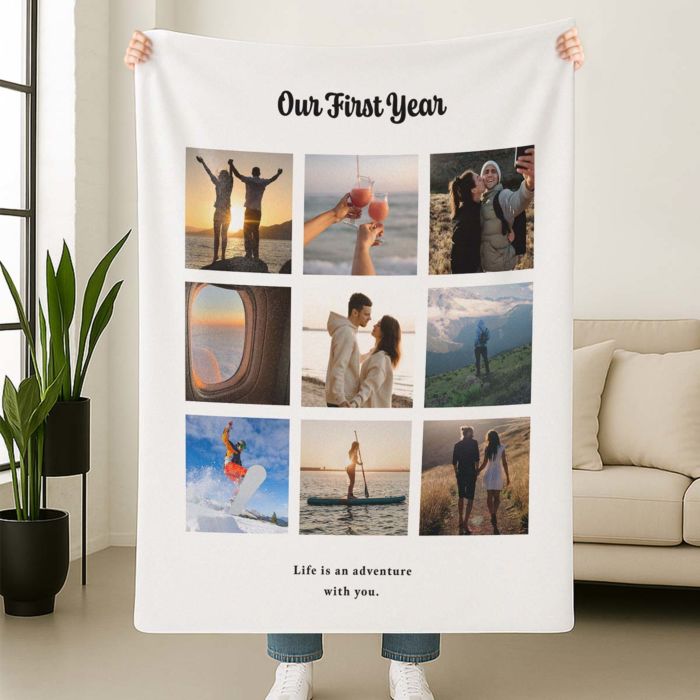 Personalised Photo Upload Blanket with Text