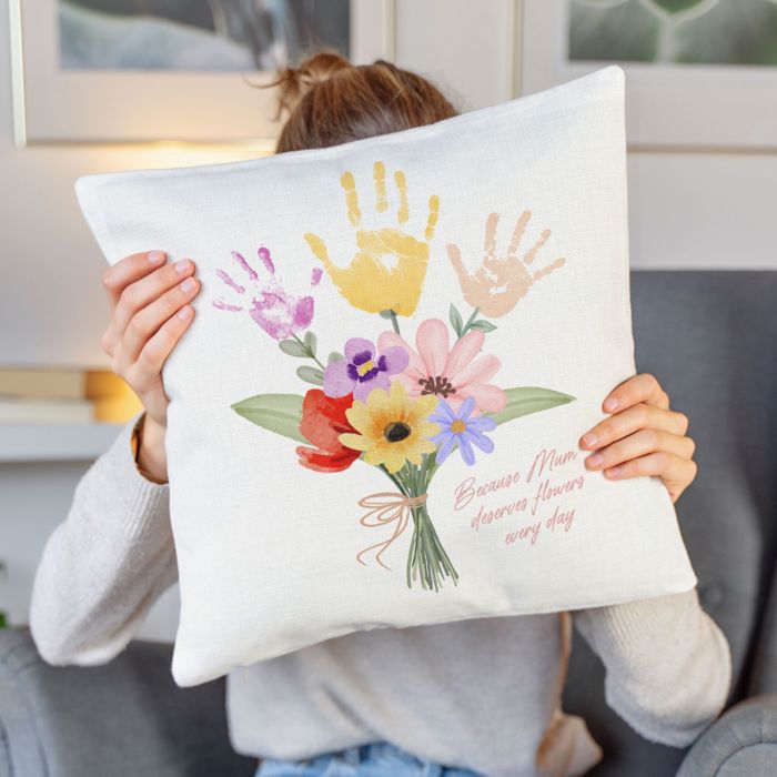 Personalised Handprint Bouquet Cushion Cover