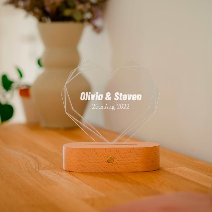 Personalised LED heart lamp