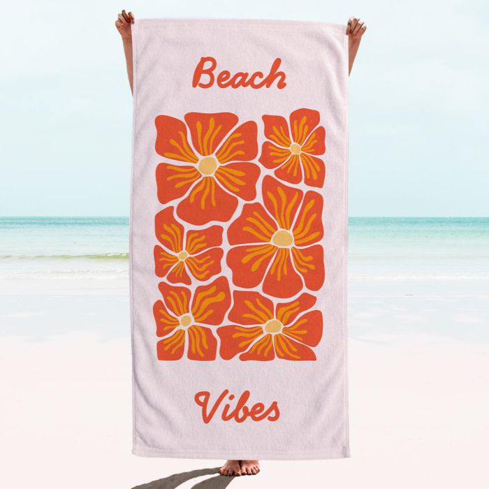 Personalised Retro Towel with Flowers and Text