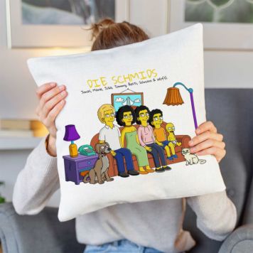 Personalised Cartoon Family Cushion Cover