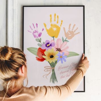 Personalised Bouquet Poster with Handprints - 2 Handprints - Design