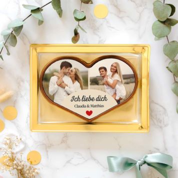 Personalised Chocolate Heart with 2 Photos and Text - Design